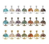 SUPERFINDINGS 21Pcs Cadeau Fête des Mères Pendentif Arbre de Vie Pendentifs Cristal de Quartz Chakra Pendentif Pierres Naturelles Pendentifs Alliage Charms