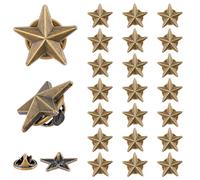 SUPERFINDINGS 24 pièces en Alliage Étoile Insigne Épinglette en Alliage Antique Bronze Épinglette Broches Militaires Récompense Broches Juillet Memorial Day Étoiles 5 points Insignes