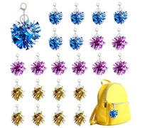 SUPERFINDINGS 24Pcs 3Couleurs Porte-clés Pom Pom Cheer Porte-clés Cheerleader en aluminium Porte-clés Cheerleading PE Pendentifs pour clés de pom-pom girls Accessoires pour sacs de sport pour Cadeaux