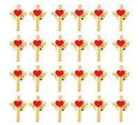 SUPERFINDINGS 24Pcs Broche Croix Dorée Avec Cœur Épingle À Revers En Alliage Émaillé Épingles Chrétiennes Croix Crucifix Pour Événements Religieux Funérailles Prière