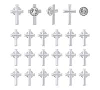 SUPERFINDINGS 24PCS Broche Crucifix Broche prêtre 0.98x0.63inch Broche en alliage platine badge funéraire église prière événement public épingle de revers en vrac
