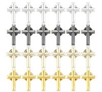 SUPERFINDINGS 24Pcs Épingles De Revers Croix 4 Couleurs Broches Alliage Croix 2.5x1.6cm Broches Chrétiennes Épingles De Revers Costume Homme Pour Funérailles Église Prière Événement Public Lot Rever