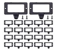 SUPERFINDINGS 25 Pièces Porte Étiquette Cadre Porte Carte Alliage Bureau Bibliothèque Fichier Tiroir Étiquette Noir Porte Catalogue Poignées Tiroir 4,35x5,85cm Poignées Étiq Cabinet Vis Incluses