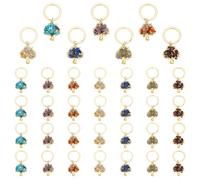 SUPERFINDINGS 28Pcs 7Styles Porte-Clés Vie avec Perles de Pierres Précieuses et Alliage Charme Porte-Clés en Pierre de Cristal Naturel pour Ornement de Mariage