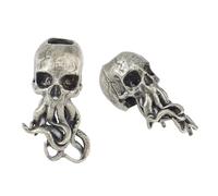 SuperFindings 2PC Perle d’Épée Crâne Laiton EDC Style Européen Argent Antique Grand Trou Outil 28.5x15x16.5mm