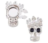 SUPERFINDINGS 2Pcs Boutons De Manchette Crâne Alliage Strass Argent Squelette Boutons De Manchettes Gothiques Bouton De Chemise Drôles Forme Crâne Pour Hommes Fête Thème Pirate Punk Style Costume