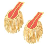 SUPERFINDINGS 2Pcs Cosplay Ringmaster Tassel Rouge à l'épaule Shoulder Uniforme à Franges Épaule Epaulette en chaîne à maillons d'or Broche Epaulettes Décoration Vestimentaire pour Carnaval