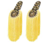 SUPERFINDINGS 2Pcs Epaulettes à Glands en Polyester Badge d'épaule en Feutre à Coudre Epaulettes en Perles d'or Badges avec Strass en Alliage Accessoires pour médailles, 32.7cm