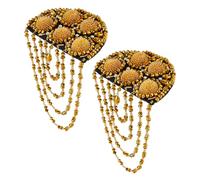 SUPERFINDINGS 2Pcs Épaulettes à glands Epaulettes en perles d'or Epaulettes perlées Epaulettes à franges perlées Broche Epaulette Punk pour Epaule pour accessoires vestimentaires, 23.8cm