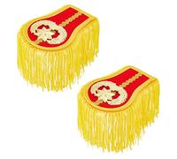 SUPERFINDINGS 2Pcs Epaulettes à Pompon 20cm Insigne d'épaule Rouge doré Epaulette détachable Décoration fixée par Une épingle pour Hommes Femmes Tissu Vestes Accessoires d'uniforme