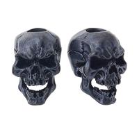 SUPERFINDINGS 2PCS Halloween Skull Lanyard Bead Brass Perles Européennes 19.5x13.5mm Perle de Charme EDC Perle Noir Gros Trou Perles pour Porte Clés Bracelet Collier Accessoires Trou: 5mm