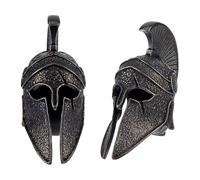 SUPERFINDINGS 2PCS Perle de Longe Casque Noir Perles de paracorde en laiton Perles européennes de style tibétain Breloque EDC Perle en métal vintage à grand trou pour Pendentif Porte-clés, Trou:4mm