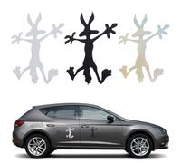 SUPERFINDINGS 3 PCS 3 Couleurs Dessin Animé Coyote Splat Autocollant 29x40cm Drôle Animal PVC Auto Adhésif Autocollants de Voiture Splat Graphique Autocollant de Voiture pour Voiture Camion Moto