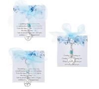 SUPERFINDINGS 3 Pièces Charme Something Blue Ensemble De Charmes Pour Bouquet De Mariée Pendentif Perle Bleue En Acier Inoxydable 70~110mm Avec Noeud De Ruban Cadeau De Mariage Pour Fille Souvenir