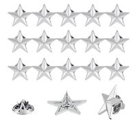 SUPERFINDINGS 30Pcs Épingle de revers pour insigne d'étoile 20mm Épingle de récompense militaire Broche Pentagramme en alliage de platine Broche de revers pour sac à dos Memorial Day pour Homme