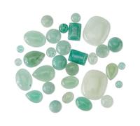 SUPERFINDINGS 32 pcs 12 styles Naturel Vert Aventurine Cabochon Pierre Précieuse Demi Rond Dôme Plat Quartz Pierre Larme Cristal Pierre Précieuse Sans Trou pour la Fabrication de Bijoux