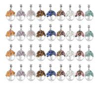 SUPERFINDINGS 36 pendentif Arbre de Vie en Alliage 9 couleurs Grand Trou Cristal de Quartz Chakra Ovale Pierre Mixte pour la Fabrication de Bijoux 4.2cm