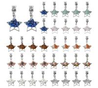 SUPERFINDINGS 36 pendentif Arbre de Vie en Alliage 9 couleurs Grand Trou Cristal Quartz Chakra Étoile Pierre Mixte pour la Fabrication de Bijoux 3.6cm