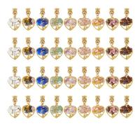 SUPERFINDINGS 36 pendentif Breloques de Pierres Précieuses en Pierre Naturelle Givrée Breloques Arbre de Vie en Pierre Fil Doré Antique Enveloppé de Cristal, Pendentif en Forme de Cœur à Quartz