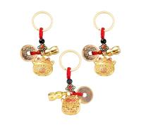 SUPERFINDINGS 3Pcs Porte Clés Chat Maneki Neko Portes Bonheur Avec Pièces De Feng Shui Et Charme Hulu Portes Bonheurs Fengshui Fortune Chat Chanceux Kitty Chaînes De Clés En Alliage Doré 10cm
