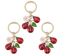 SUPERFINDINGS 3Pcs Porte-clés Coccinelles Feuille Marguerite Charms Porte Clé Coccinelle Pendentif en Alliage émaillé Décorations pour Sacs Charms pour clés de Voiture Anneau de clé pour Porte-clés
