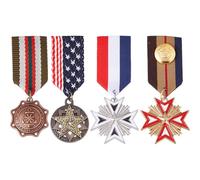 SUPERFINDINGS 4 broche Médaille Militaire 4 styles Style Rétro Britannique Preppy Alliage avec Pendentif en Fer Épingles à Revers Médailles Militaires Rétro Vintage pour Uniformes Femmes et Hommes