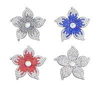 SUPERFINDINGS 4 Couleurs Imitation Cuir Ecussons En Cristal Fleuri Fleuri Pour Couture Ecussons En Cristal Pailleté Patch De Strass Floral À 5 Pétales Pour Sac De Manteau Chapeau Accessoires