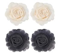 SUPERFINDINGS 4 Pièces 2 Couleurs Attaches De Chaussures À Fleurs En Chiffon Décorations Amovibles Pour Talons Hauts Charmes Artificiels 3D Boucle Décorative Pour Escarpins À Bout Pointu Mariage