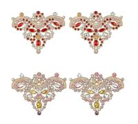 SUPERFINDINGS 4 pièces 2 couleurs Strass Applique Fleur Cristal Strass Coudre Sur Patchs Alliage Décoration Paillettes Patch pour Vêtements Sac Chaussures Bijoux Accessoires