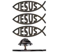 SUPERFINDINGS 4 pièces Jésus Poisson broche Motif Poisson Jésus en Chrétien en Acier Inoxydable avec 304 fermoirs pour Manteau Chemise Costume Col Accessoires Cadeau,Noir