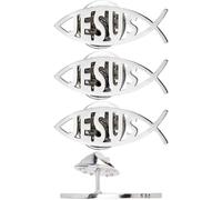 SUPERFINDINGS 4 pièces Jésus Poisson broche Motif Poisson Jésus en Chrétien en Acier Inoxydable avec 304 fermoirs pour Manteau Chemise Costume Col Accessoires Cadeau,Blanc