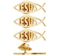 SUPERFINDINGS 4 pièces Jésus Poisson broche Motif Poisson Jésus en Chrétien en Acier Inoxydable avec 304 fermoirs pour Manteau Chemise Costume Col Accessoires Cadeau,Jaune