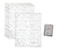 SUPERFINDINGS 4 Protège Cahiers PVC 19x14cm avec Paillettes Étoiles Housse Transparente Imperméable pour Journaux Planificateurs Agendas Carnets de Protection