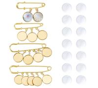 SUPERFINDINGS 4 Styles Photo Wedding Bouquet Glass Cabochons Picture Frame Pendant Golden Memory Bridal Charms Frame Picture DIY Pin Brooch Making Kit Wedding Memory Bouquet Charms