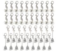 SUPERFINDINGS 40 breloque Chapeau de Sorcière de Style Tibétain Pendentif en Alliage Ensemble de Bijoux avec Fermoirs à Pince de Homard (Argent Antique) pour Pendentif Porte Clés DIY 25~39mm