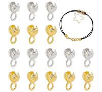 SUPERFINDINGS 40 pièces Embouts de Perles en Laiton Platine et Laiton Doré à Clapet Ouvert Plier sur Les Pointes de Perles Couvre-Nœuds Embouts pour la Fabrication de Bijoux 6x11x7mm