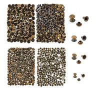 SUPERFINDINGS 400Sets 4Tailles Rivets en Fer 3/4/5/6mm Rivets à Double Capuchon Rivets de Collision Semi-Tubulaire en Bronze Antique Rivets Rapides en métal Tubulaire pour l'artisanat du Cuir