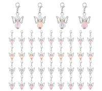 SUPERFINDINGS 40Pcs 4Couleurs Ailes d'ange Breloque Ange Gardien Pendentifs Fée Rose Clip on Charms Acrylic Heart Beads Charms (Charms à Clipser) avec fermoirs Lobster pour Porte-clés