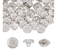 SUPERFINDINGS 40Pcs Boutons Fleur Métal Platine À Tige Boutons Vintage 11.5mm 0.45 Pouce Fleur 3D Alliage Décoratifs Pour Couture Vêtements Manteaux Vestes Sacs DIY Artisanat
