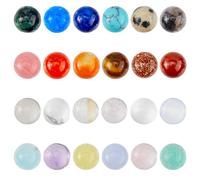 SUPERFINDINGS 48 pièce 24 styles Cabochons en Pierres Précieuses de 4mm Demi Ronds Naturels Synthétiques Quartz Chakra pour Boucles D'Oreilles et Bracelets