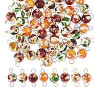SUPERFINDINGS 48 pièce 8 styles Breloques Rondes en Ambre Double Boucle pour la Fabrication de Bijoux et de Boucles D'Oreilles