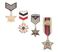 SUPERFINDINGS 4Pcs 4 Style Iron Star Eagle Médaille Broche Fleur Épinglette Badge Chapeaux Écharpe Costume Broche Vintage Revers Clip pour Costume Décoration 5.9 9.5cm