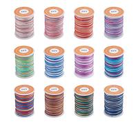 SUPERFINDINGS 5 Rouleaux 15m Nylon Perles Chaîne Nouage 0.3mm Segment Teint Fil de Polyester Tressé Cordon Fils pour Bracelets Bresiliens pour la Fabrication de Bijoux Total Environ 180m