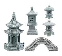 SUPERFINDINGS 5 Styles Lanterne Pagode Statue de Jardin Mini Statue De Pagode Lampe Pagode Japonaise Lanterne Pierre Passerelle Figurines pour Paysage Balcon Jardin Patio Porche Cour Art Ornement