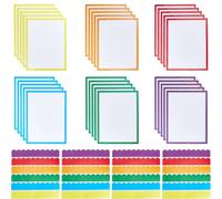 SUPERFINDINGS 50 Pièces de Fournitures pour Panneau d'Exposition Scientifique Comprend 20 Bordures de Tableau d'Affichage à Festons et 30 Sous Titres Autocollants pour Panneaux de Présentation