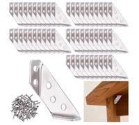 SUPERFINDINGS 50 Pièces Equerres D’angle Universelles En Acier Inoxydable Equerres De Fixation Avec Vis Equerre Renforcées 0.83"x2.56"x0.55" Accessoires Métalliques Pour Meubles En Bois