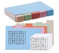 SUPERFINDINGS 50 Pièces Index Alphabétique Intercalaires pour Fiches 12.7x8.6cm avec 20 Feuilles d'Autocollants Alphabétiques et Numériques Guide Fichiers Classement de Cartes avec Onglets