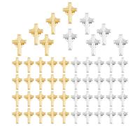 SUPERFINDINGS 50Pc Épingles Croix Chrétiennes En Platine Et Doré Avec Fermoirs Sécurité Pour Costumes Uniformes Chapeaux Églises Cadeaux 25mm