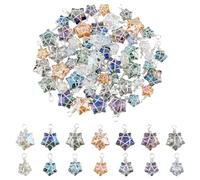 SUPERFINDINGS 56 pendentif Étoile Enveloppé de Fil de 2 tailles 7 couleurs Breloques en Cristal Couleur AB Breloques en Verre Galvanisé pour la Fabrication de Bijoux Trou:2.5~3mm