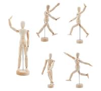 SUPERFINDINGS 5Pcs 3Tailles Modèle Homme en Bois Mannequin en Bois Modèle de Dessin d'artiste Modèle de Figure Mobile Mannequin en Bois avec Base et Corps Flexible pour Dessiner la Figure Humaine